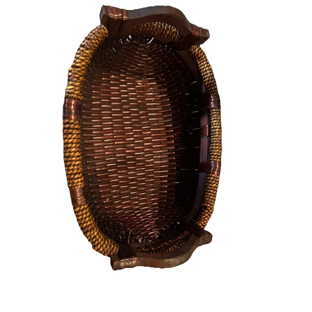 Vintage Wicker Woven Basket Holder Carrier Storage 12" X 9" X 6.25” Brown - Picture 6 of 6
